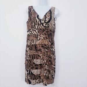 Sandra Darren V-Neck Tiered Animal Print Dress